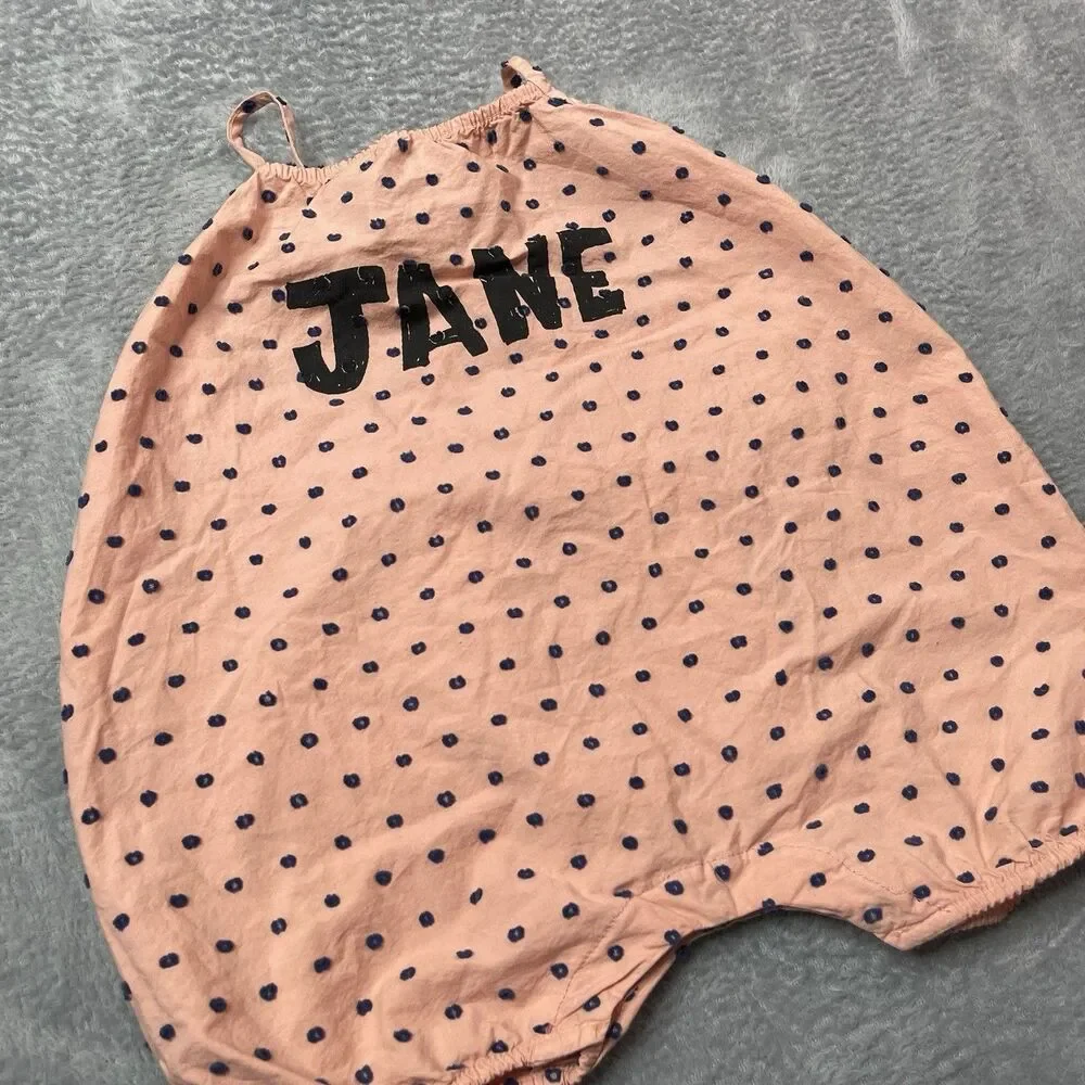 Bobo Chooses Baby Jane Romper Size 12-18 Months Pink And Navy‎ Dot